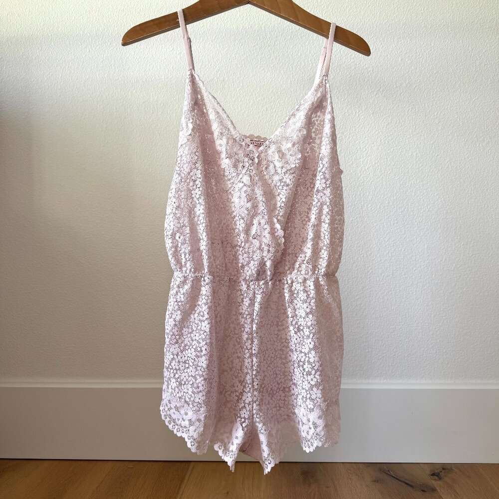 Victoria’s Secret Pale Pink Lace Romper • Sheer Intimate Y2K Style • Size Small